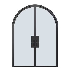 Custom Arched Aluminum Glass Swing Door Minimalist Black Frame Arch Top