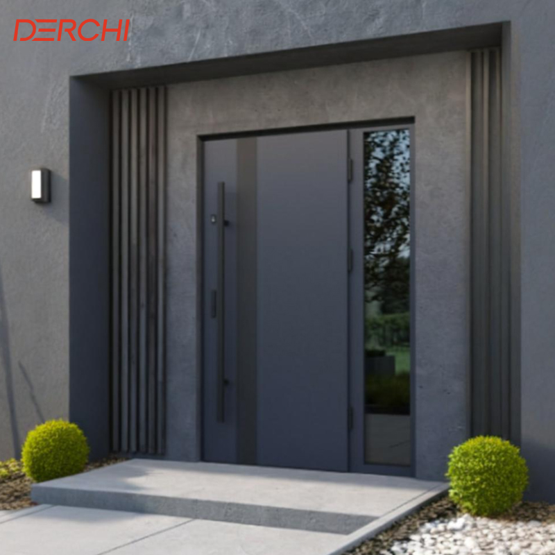 Double Front Entry Door Aluminum Exterior Security Door Heavy Duty for Residential and Commercial Buildings