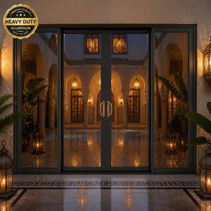Thermal Break Aluminium Modern Patio Sliding Door with Fly Screen Low-E Glass Exterior &amp; Interior Use for Houses and Villas