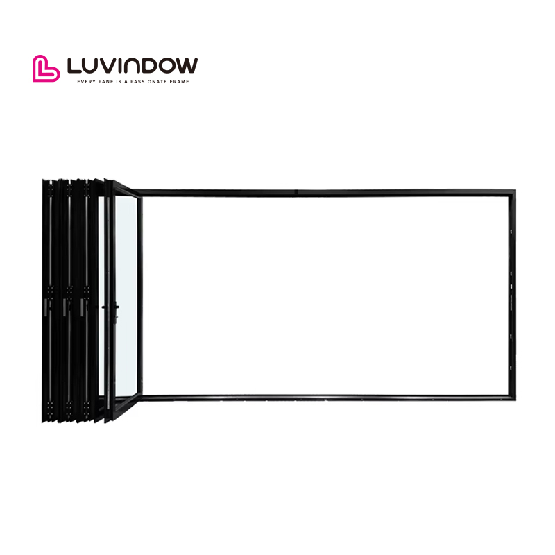 Impact Resistant Low Maintenance Modern Style Thermal Break Aluminum Glass Accordion Folding Doors for Outdoor Entry