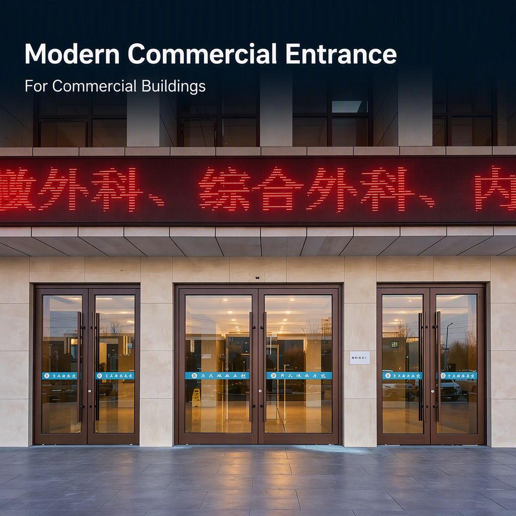 American Modern Commercial Aluminum Double Glass Door Glazed White Windproof Fast Food Restaurant Storefront Entrance