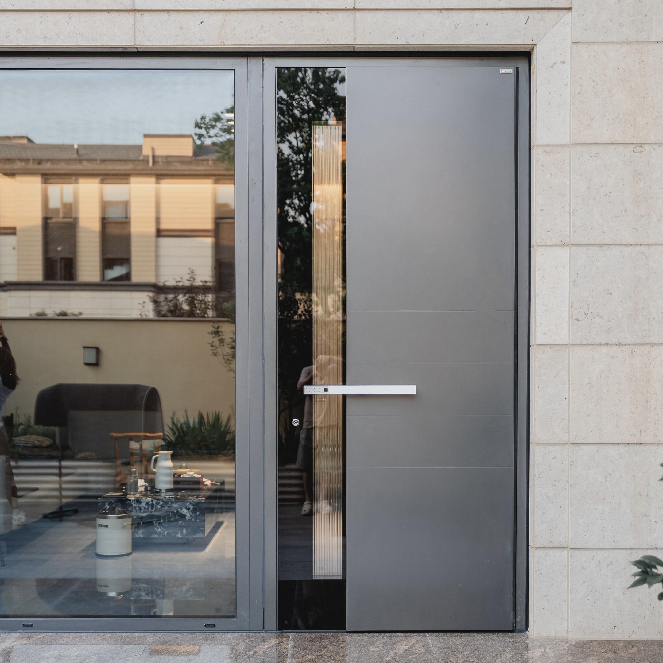 Hurricane Resistant Thermal Break Aluminum Hinged Door with Large Window Waterproof Soundproof for Villa Hotel Entrance