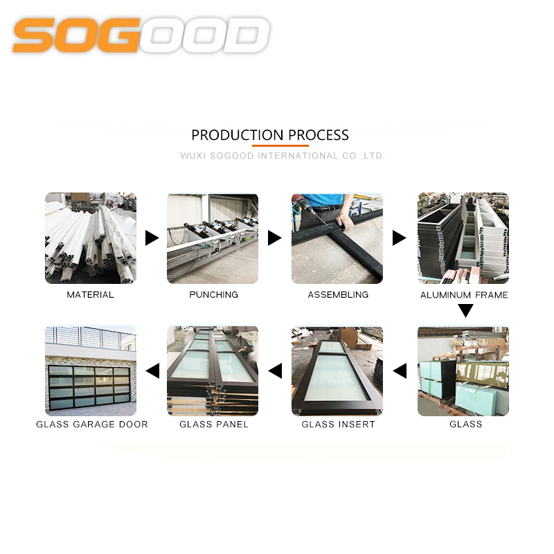 50mm Thickness Aluminum Frame Garage Doors Frameless Glass