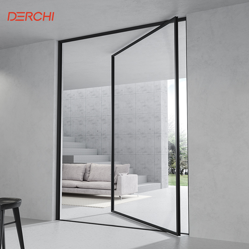 DERCHI Security Luxury Aluminum Pivot Door Heavy Duty Thermal Break Large Glass Aluminum Pivot Door for Modern House