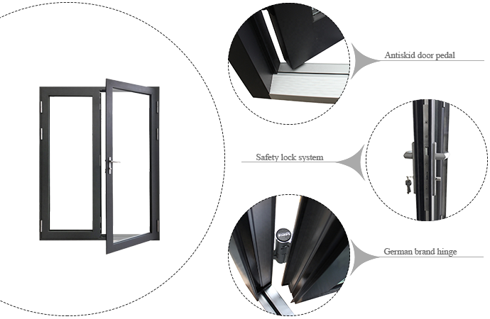 AS2037 NFRC Half Glass Half Aluminum Casement Door
