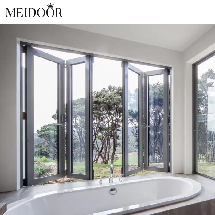 Modern Design Electric Automatic Aluminum Top Opening Glass Bi-Folding Window Frameless Folding Windows