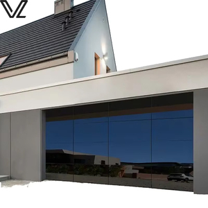 Modern Automatic Villa Aluminum Alloy Frameless Composite Mirror Glass Garage Door with Anti-Theft Feature Finished Surface