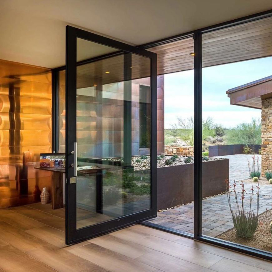 Oversized Glass Pivot Entry System