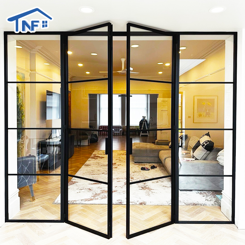 Aluminum Swing Door Double Tempered Glass Exterior Glass Arch Casement French Doors