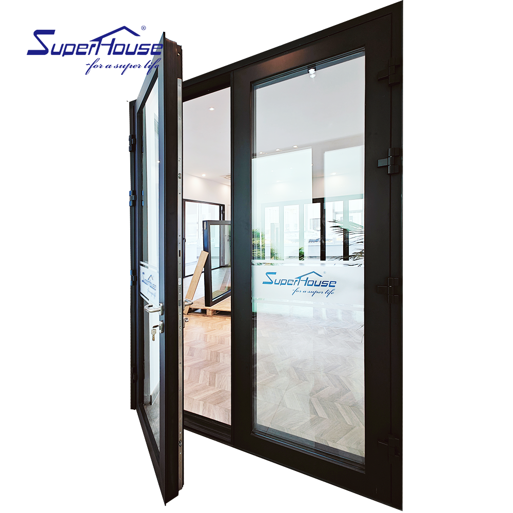 Superhouse NFRC Commercial Entry Door Front Door Aluminum Double Glass French Entry Door