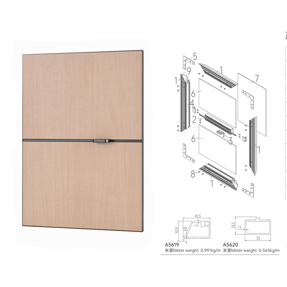 Aluminium Alloy Slim Profile Glass Front Aluminum Frame Cabinet Doors