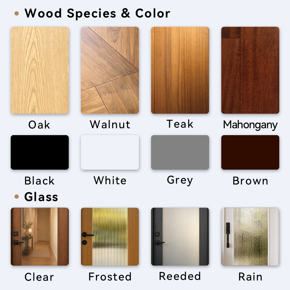 Residential Navy Blue Transitional Design Exterior Solid Wooden Front Entry Doors With Double Tempered Glass Sidelight For House