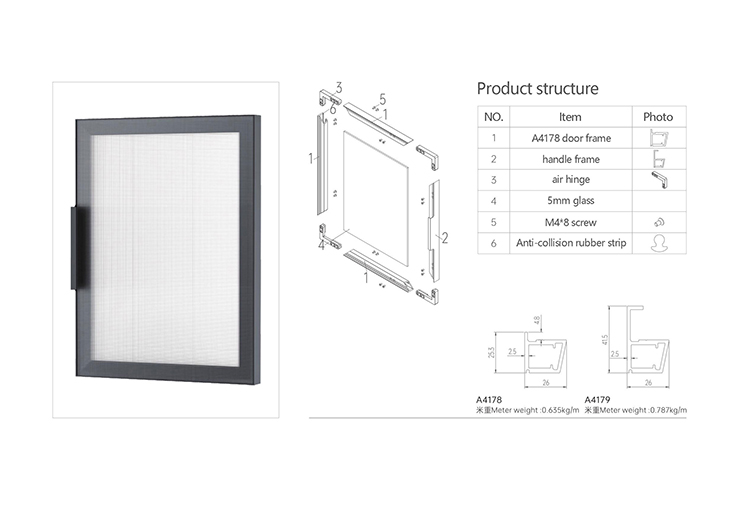 Aluminium Alloy Slim Profile Glass Front Aluminum Frame Cabinet Doors