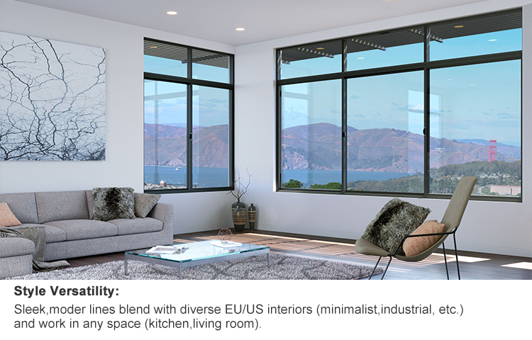 Thermal Break Modern Horizontal Aluminium Windows and Doors with 2.0mm Frame Multi Panel Folding for Kitchen Villa Patio Shop
