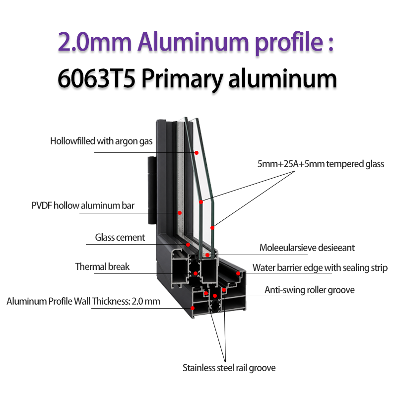 EOKO ASTM E330 Rated Aluminum Bi-Fold Door with Transom Window for Patisserie High Tea Room Cafe Storefront