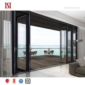 Extra Wide Aluminum Tempered Glass Foldable Space Partition Modern Folding Door System