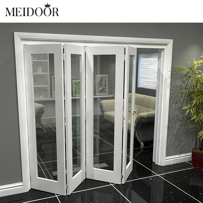 Exterior Front 4 Panel Double Glazed Patio Aluminium Sliding Doors Folding Tri Fold Storm Japanese Bifold Door
