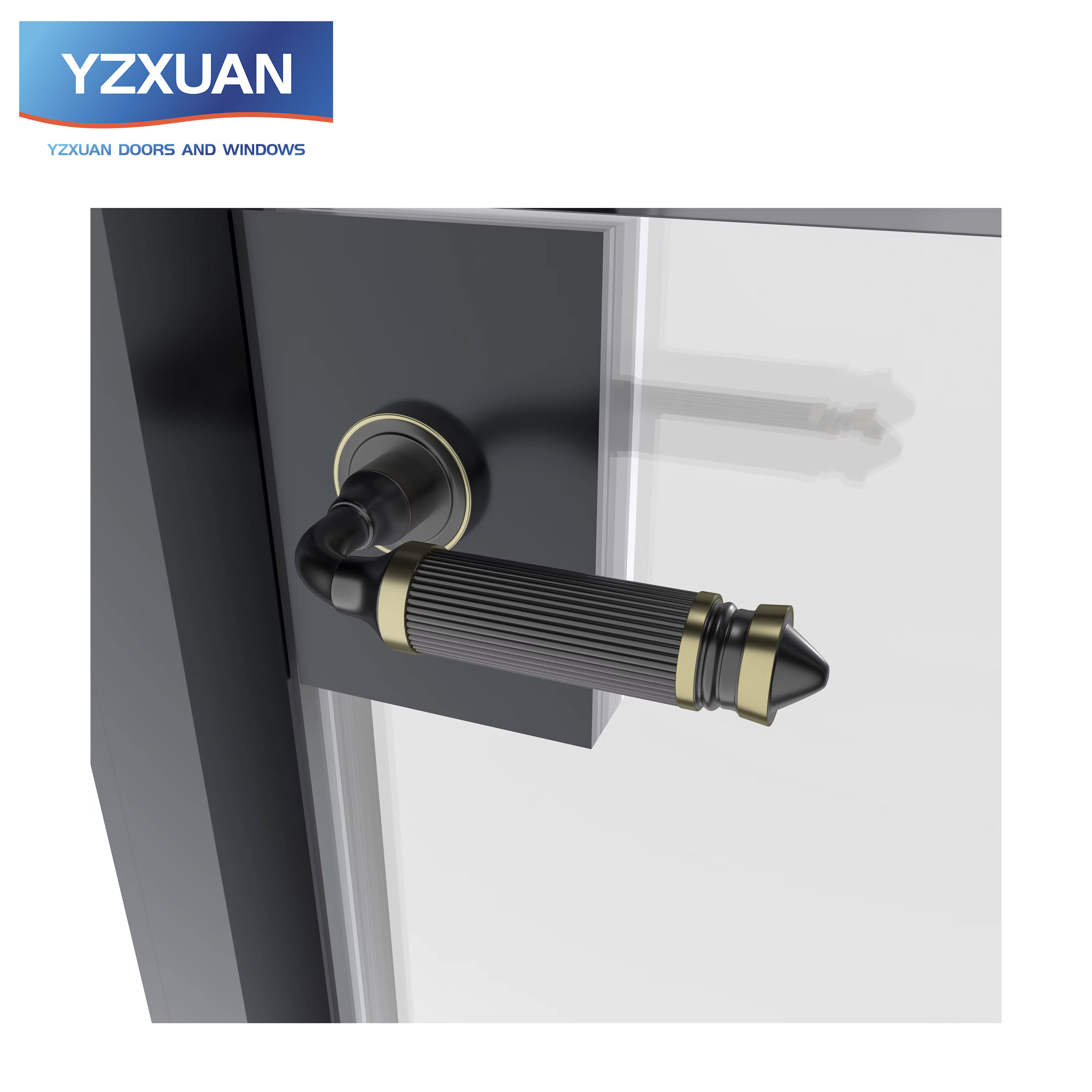 Aluminum Alloy Glass Swing Door Medieval Modern Style Heat Insulated Waterproof Sound Insulation Retro Manual Door for Hotel