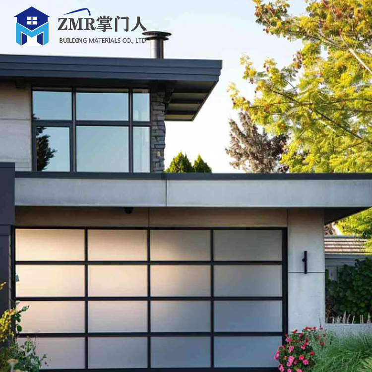 Aluminum Full View White Glass Custom Garage Door With Entry Door