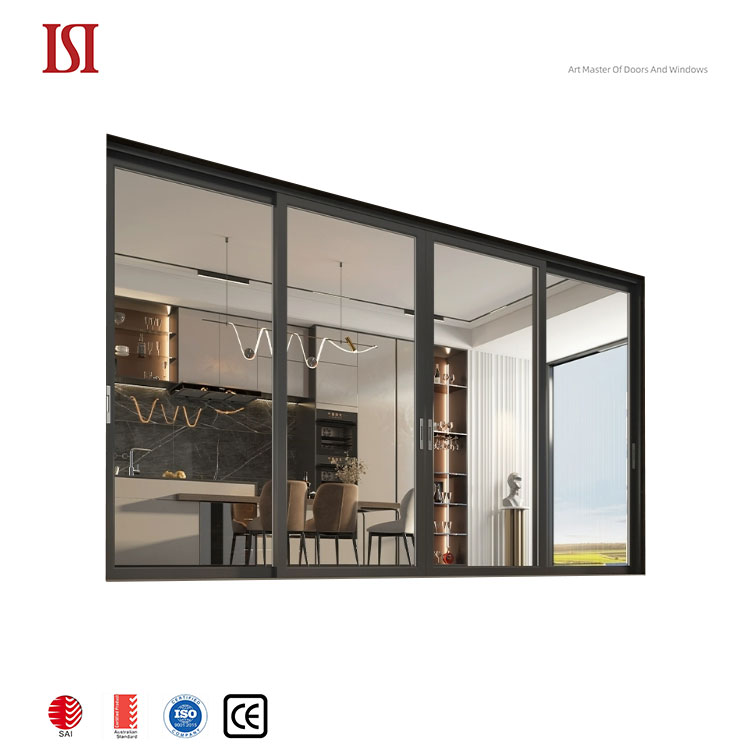 Top Brand High Quality Modern Minimalist Aluminum Glass Sliding Sound Insulation Energy Saving Exterior Outdoor Patio Villa