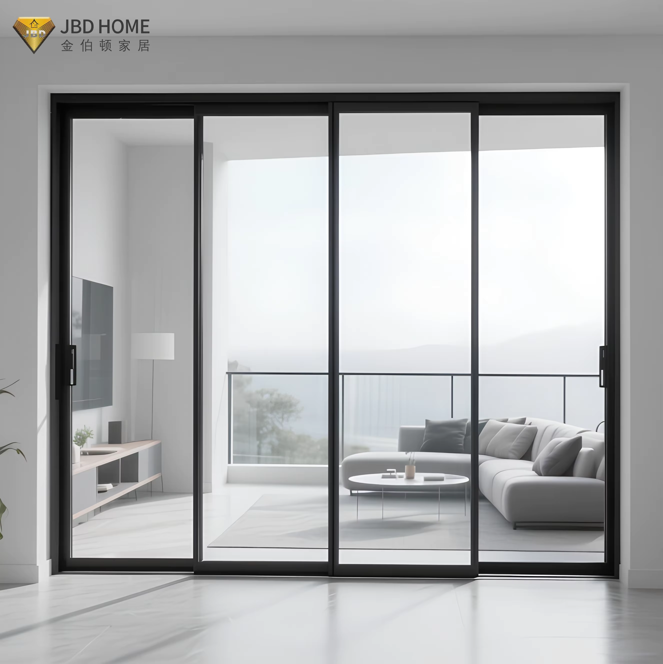 Sliding Glass Doors Black Aluminium High Airtightness Tempered Glass External Aluminum Sliding Glass Door Hurricane Impact