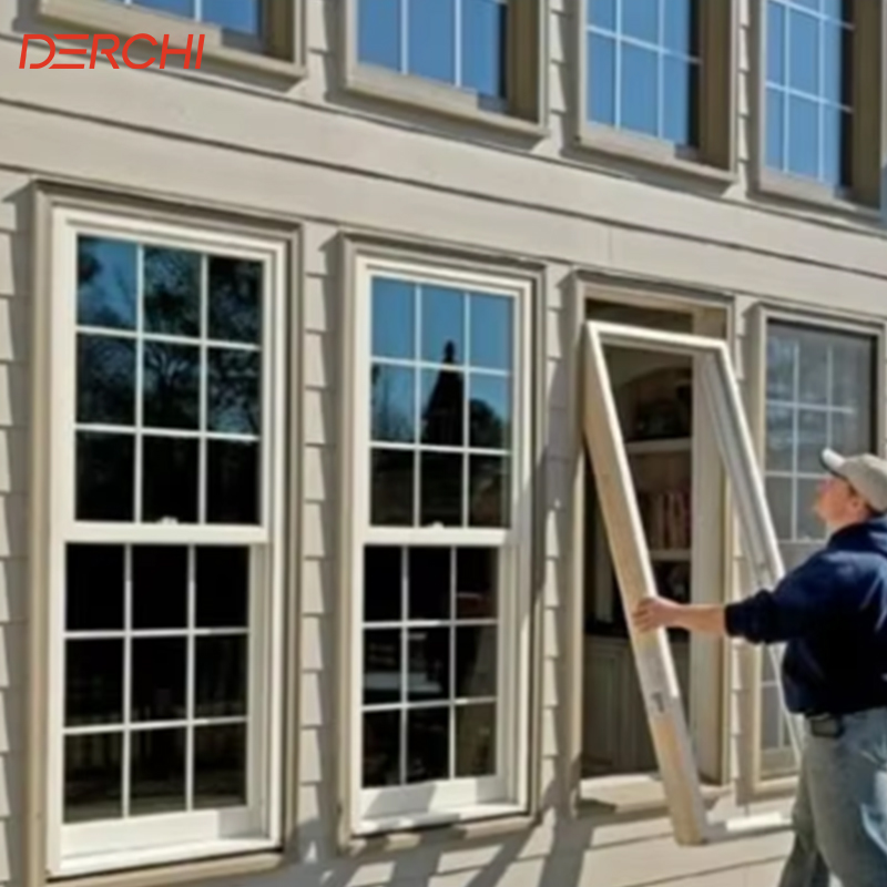 Best Selling Single Hung Window Modern Large Aluminium Commercial Tempered Insulated Vertical Sliding Window for Kitchen