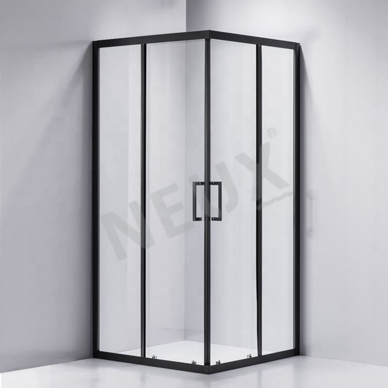 Modern Black Aluminium Framed Corner Cabin Shower Cubicle Sliding Door Shower Room