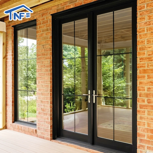 Modern Design Aluminum French Door Entrance Door Tempered Glass Casement Doors