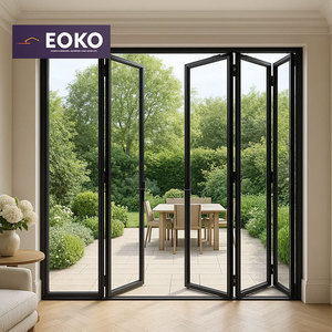 EOKO Energy Star Soundproof Bi-Fold Patio Door Aluminum Glass Combined Sliding Folding Door System for Hotel Commercial