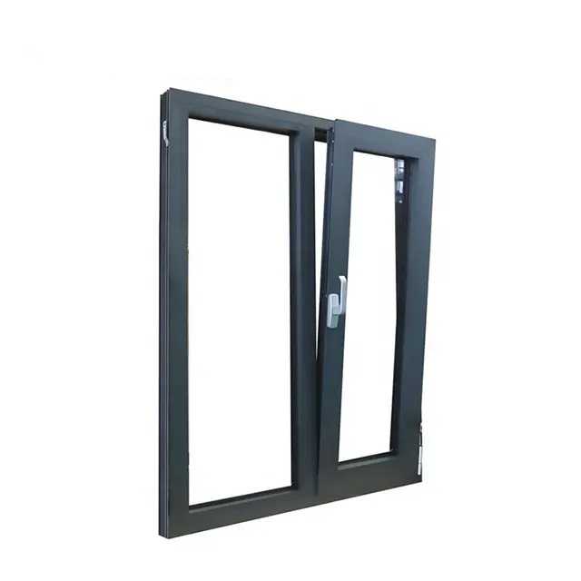 Glass Aluminium Powder Coated Double Glazzed windows with Screens Window Golden Brown for Apartment