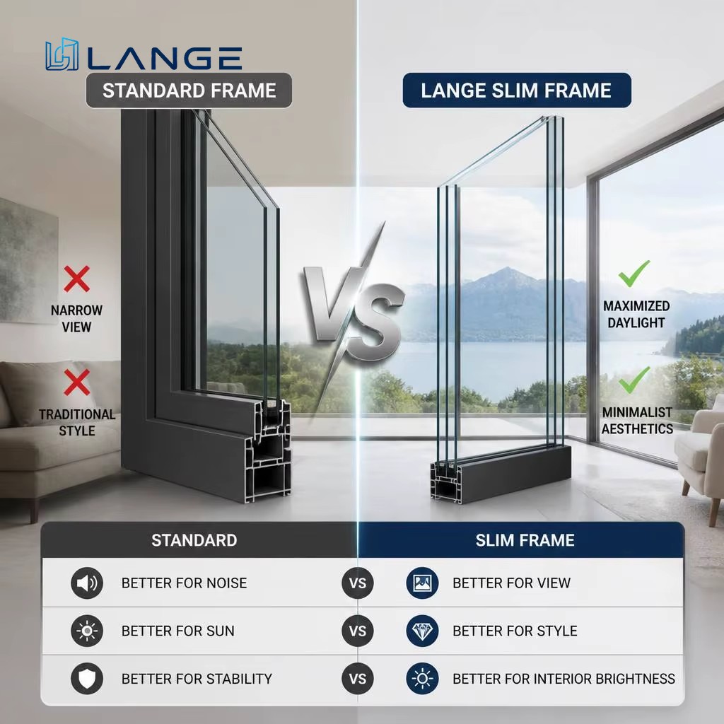LANGE Luxury Panoramic Sliding Door Frameless Look Patio Door Aluminum Door For For Commercial Building