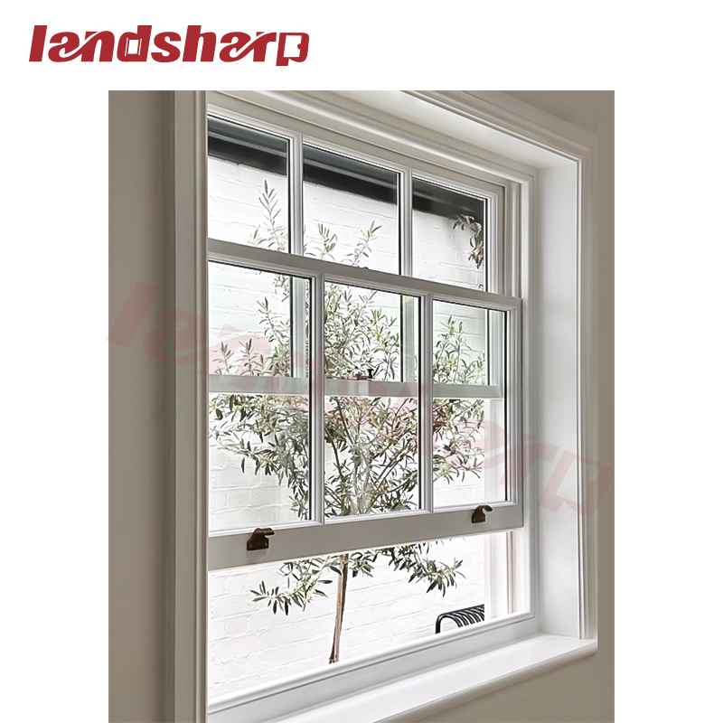 Landsharp Modern French Style Black White Vertical Aluminum up Down Sliding Single Hung Sash Windows for House