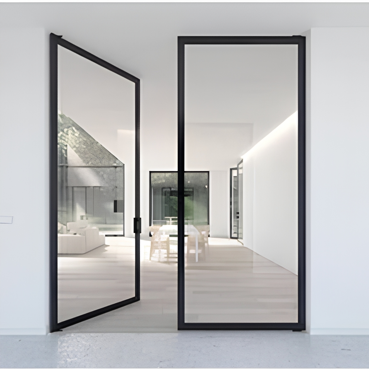 Slim Frame White Aluminum Hinged Door Minimalist Interior Swing Door Soundproof Waterproof for Kitchen Bathroom Bedroom