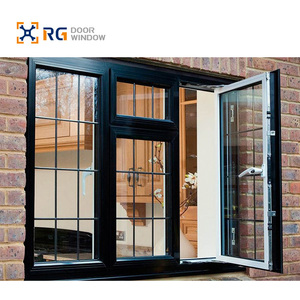 RG100 Black Aluminum Hurricane Window Double Glazed Impact Resistant Casement for Houses