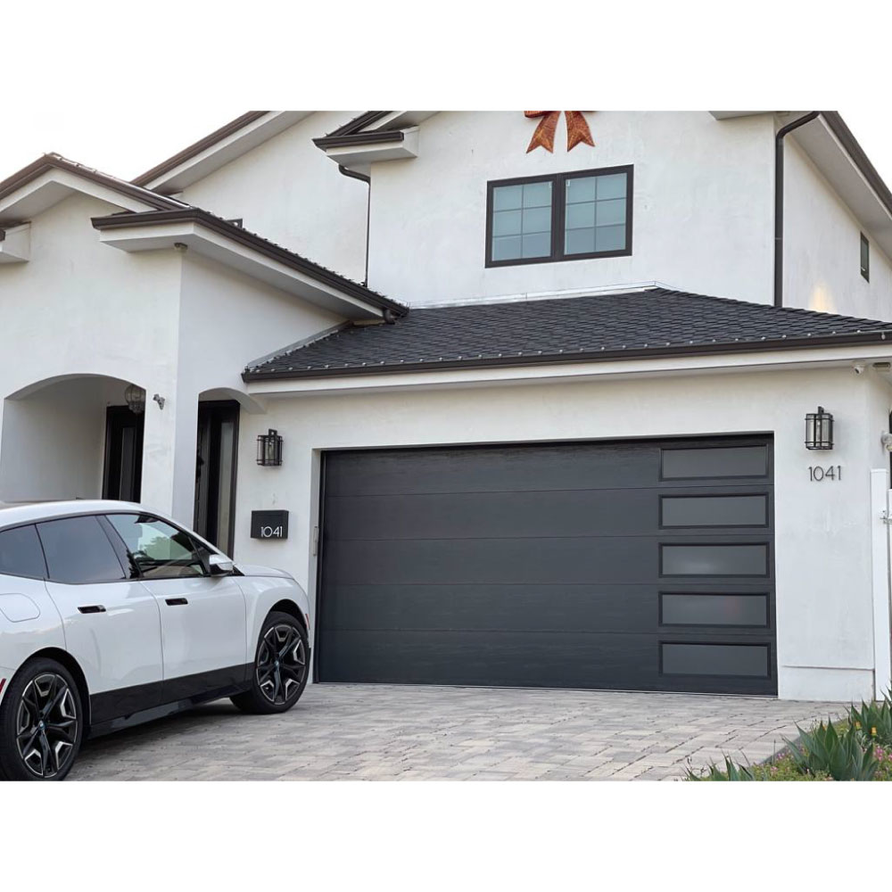 Modern Custom Color Aluminum Sectional Flip Over Electric Remote Control Automatic Garage Door for Villas Finished Surface