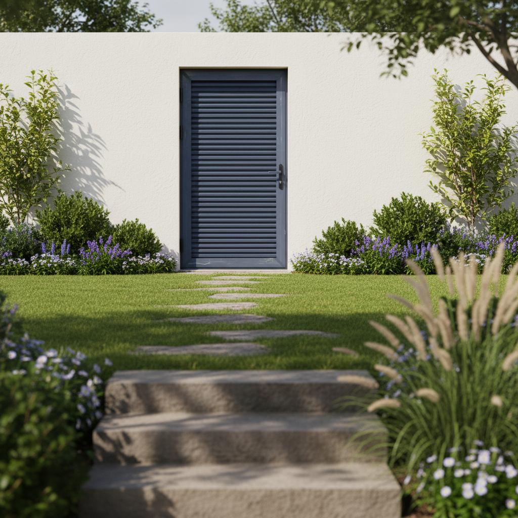 RG60C Modern Thermal Break Aluminum Louver Casement Door For Residential Farmhouse Warehouse Outdoor &amp; Courtyard Use