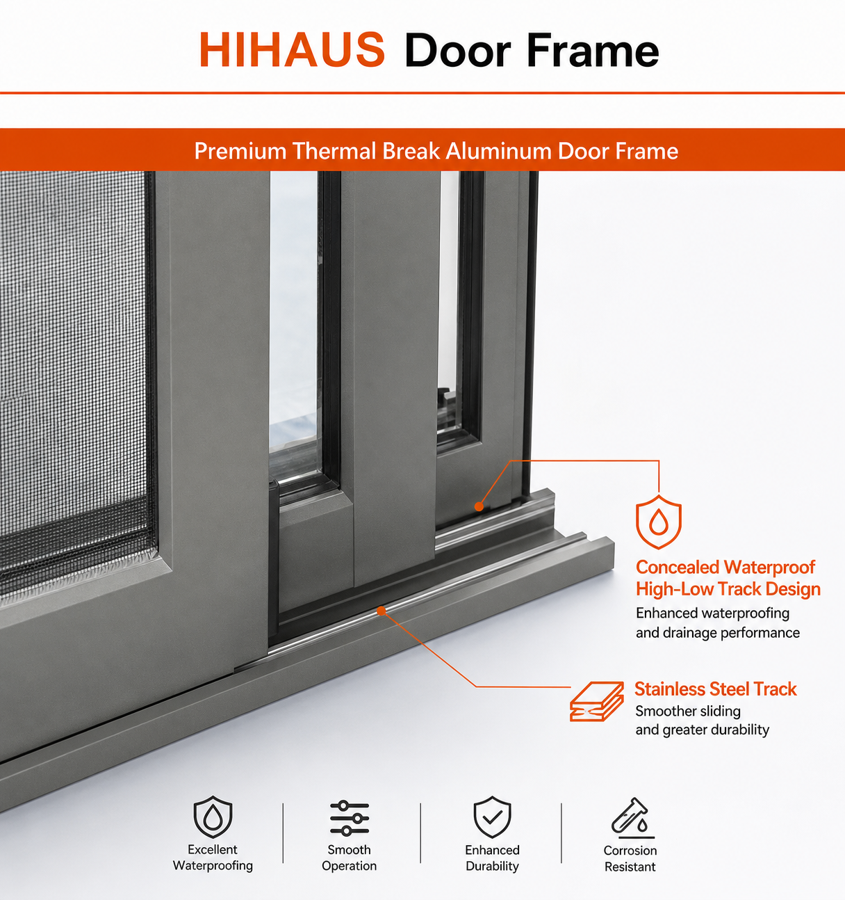 Hihaus Aluminum Sliding Windows for Houses Modern Bedroom Black Sliding Glass Windows with Shutters