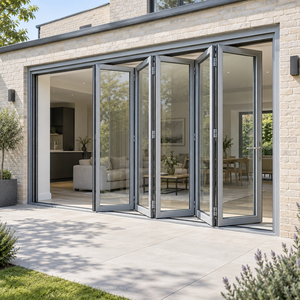 Exterior Bi Fold Doors Aluminum Glass Door for Covered Patio Entrances