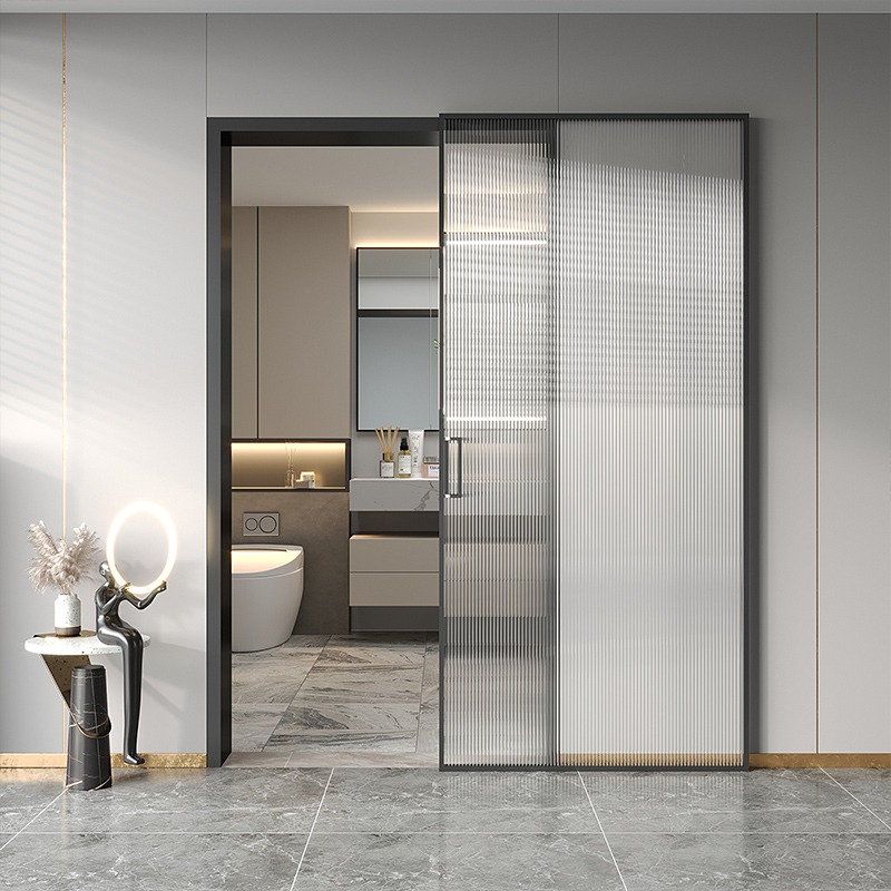 Internal Ultra-narrow Trackless Folding Door Partition Door Toilet Toilet Balcony Living Room Aluminum Alloy Sliding Door Glass