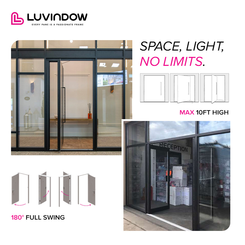 San Francisco Showroom Exterior Storefront Door Modern Aluminum Glass Windproof for Retail Spaces