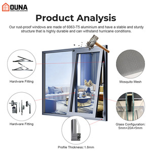 Thermal break aluminum impact casement awning window
