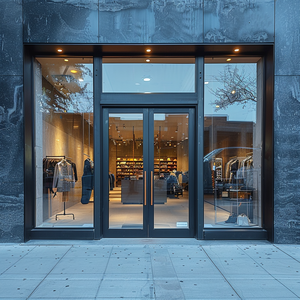 Commercial aluminum tempered glass sliding storefront door