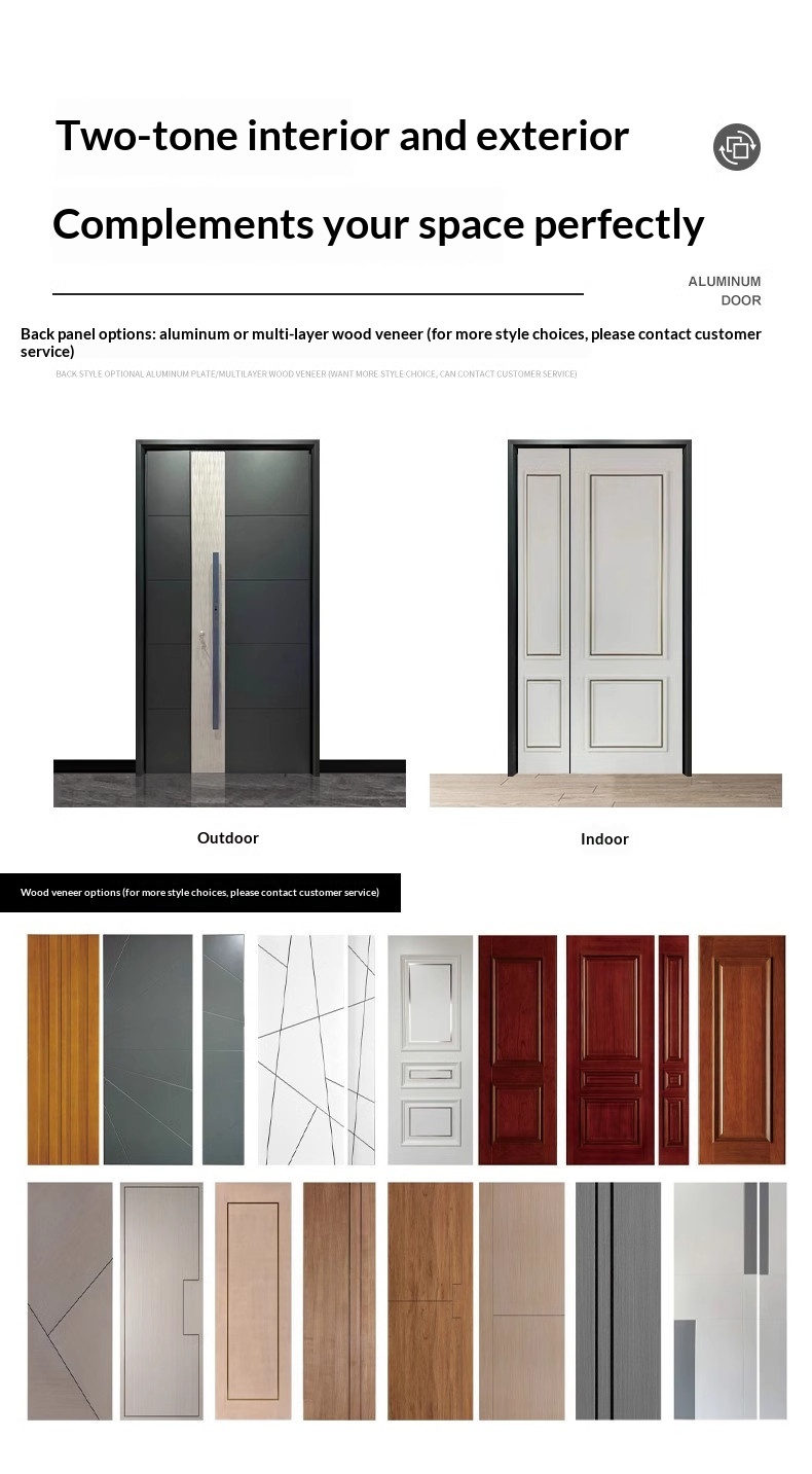 Custom Full Cast Aluminum Security Front Door with Log Grain Finish and Anti Rust Coating for Villa Main Entrance