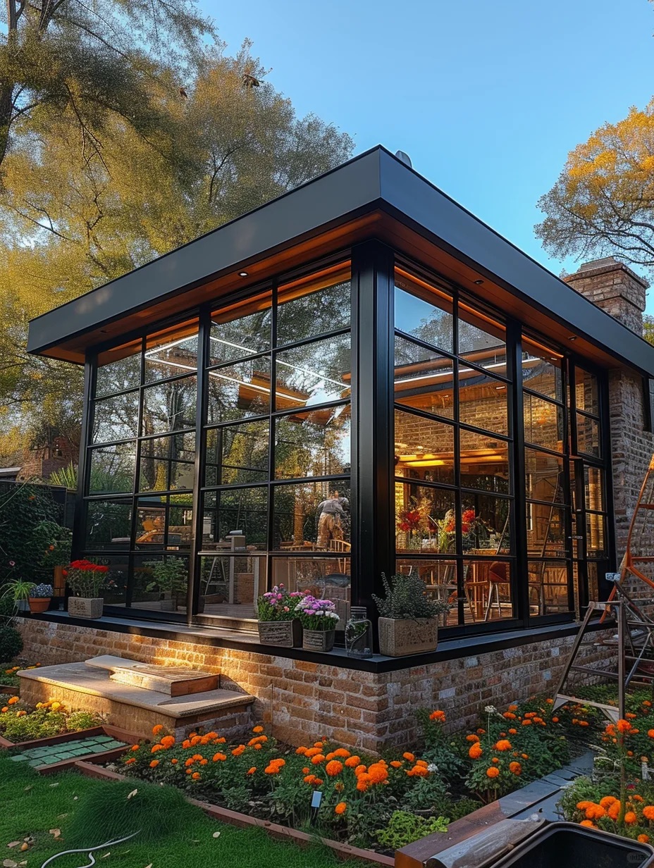 Heat Insulated Eco-Friendly Modern Aluminium Panel Flat Roof Glass Sunroom Sliding Doors Double Tempered Double Glazed Hotel