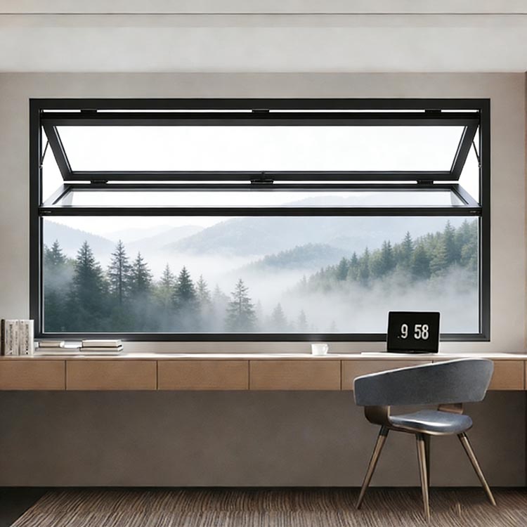 Modern Bifold Black Aluminum Alloy Tempered Double Glass Heat Insulation Accordion Vertical Folding Window