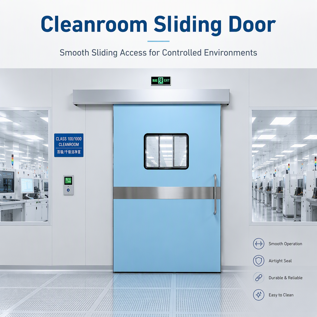 Cleanroom Sliding Door Medical Isolation Door Aluminum Alloy Swing Sliding Hybrid Door for Hospital ICU OT