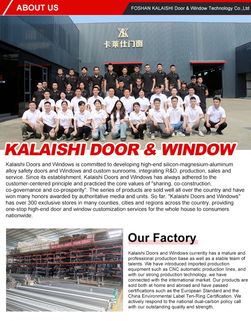 Kalaishi Factory Custom Impact Resistant Energy Efficient Modern Aluminum Double Tempered Glass Casement Windows