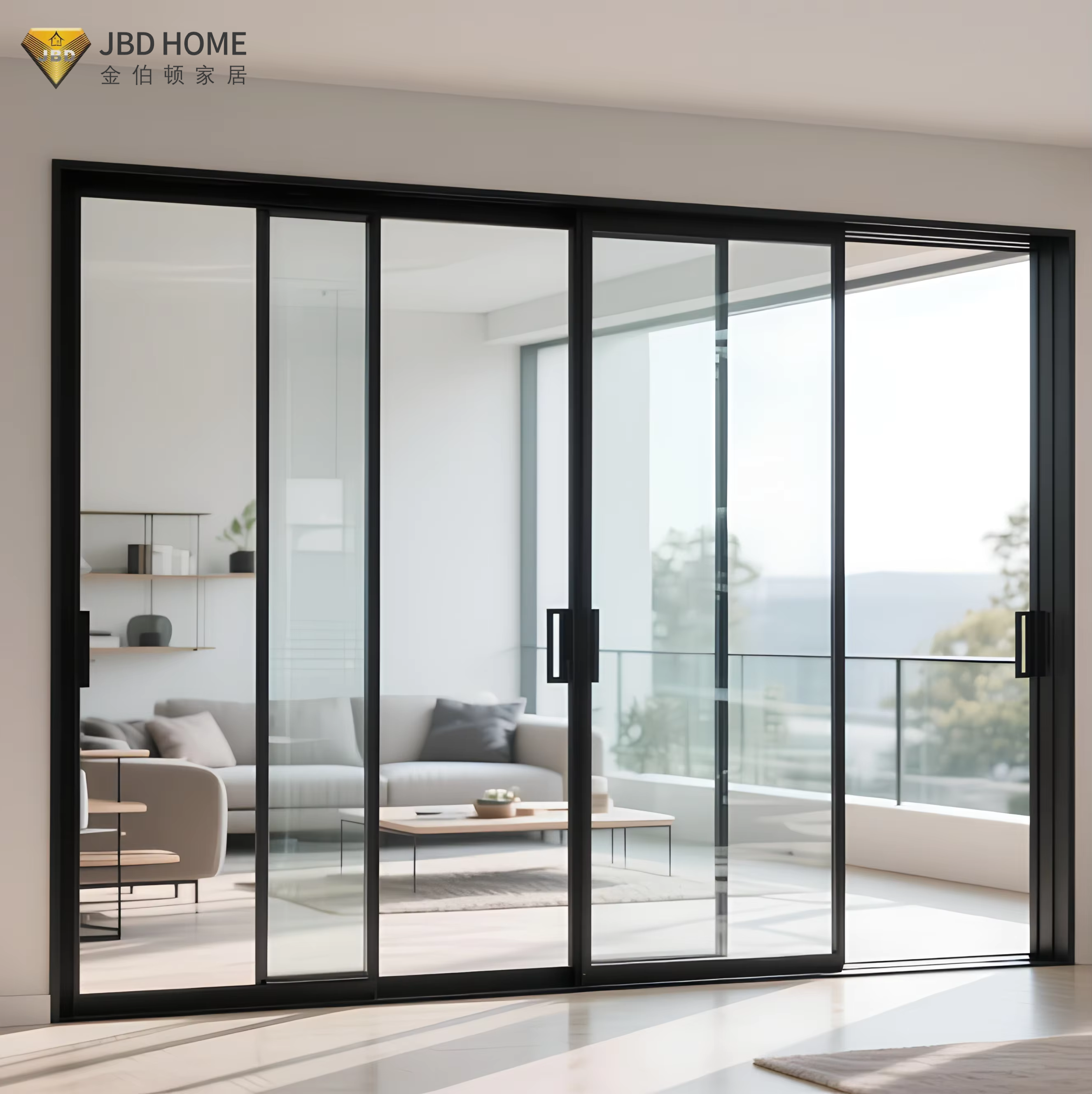 Sliding Glass Doors Black Aluminium High Airtightness Tempered Glass External Aluminum Sliding Glass Door Hurricane Impact