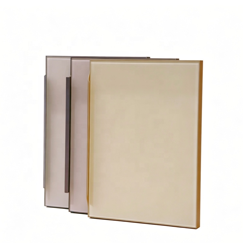 Competitive Price Aluminum Frame Toughened Glass Wardrobe Door with Brass Finish Minimalist Design Lifetime Warranty