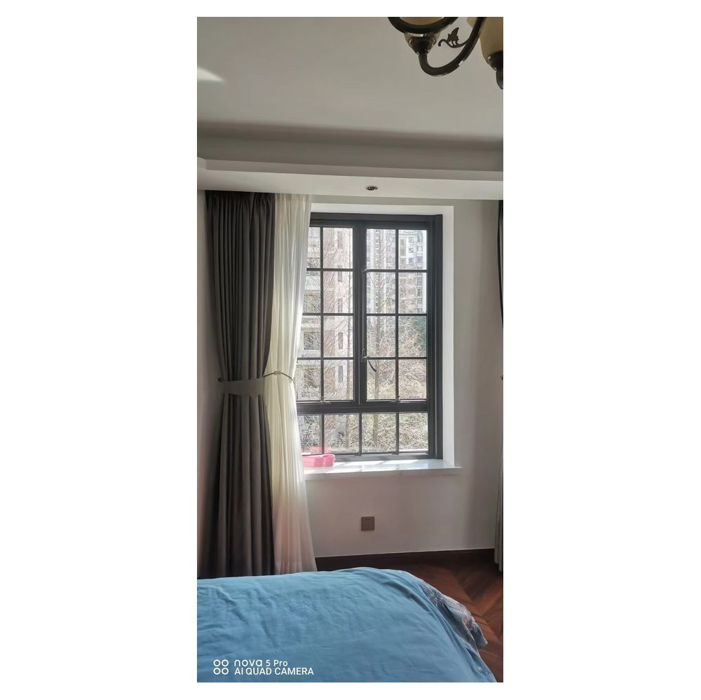 Aluminum French Style Crittall Windows, Black Frame Tempered Glass Arched Grid Casement Windows for Villa House
